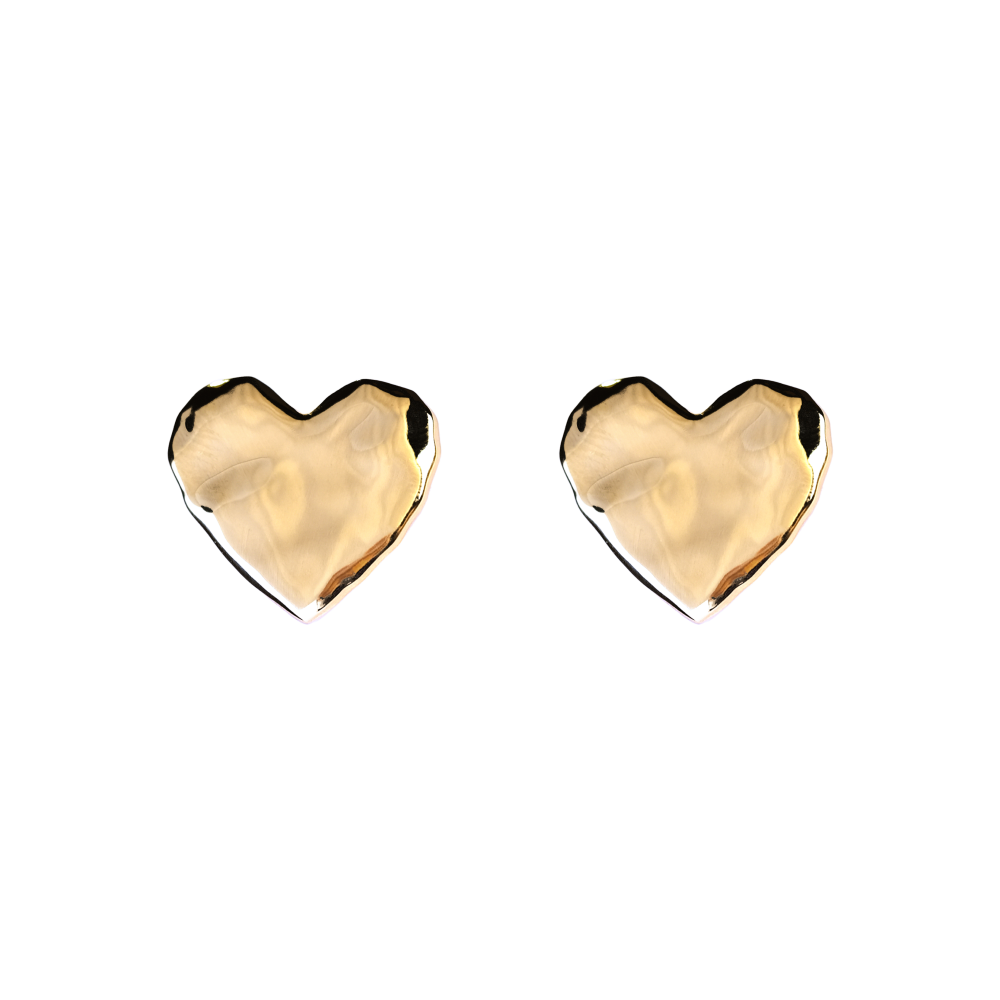 Organic heart earrings gold