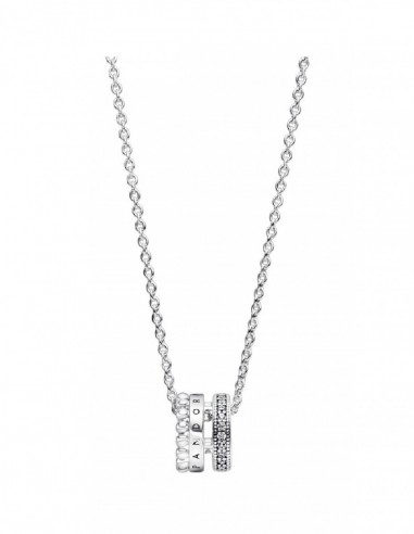 Pandora Halsband "Signature Logo Pavé & Beads"