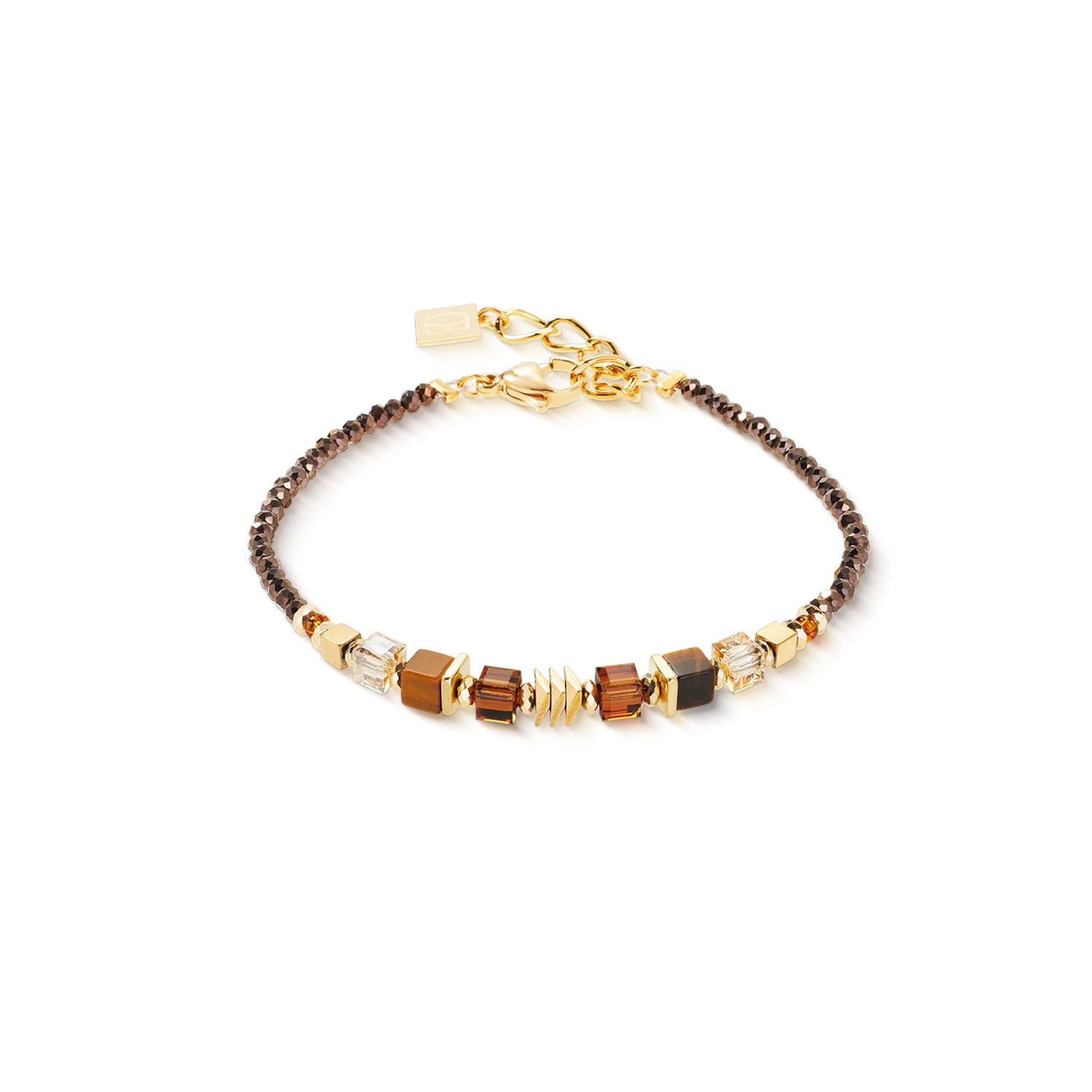 COEUR DE LION Wave Cube Flow Gold-Brown Armband