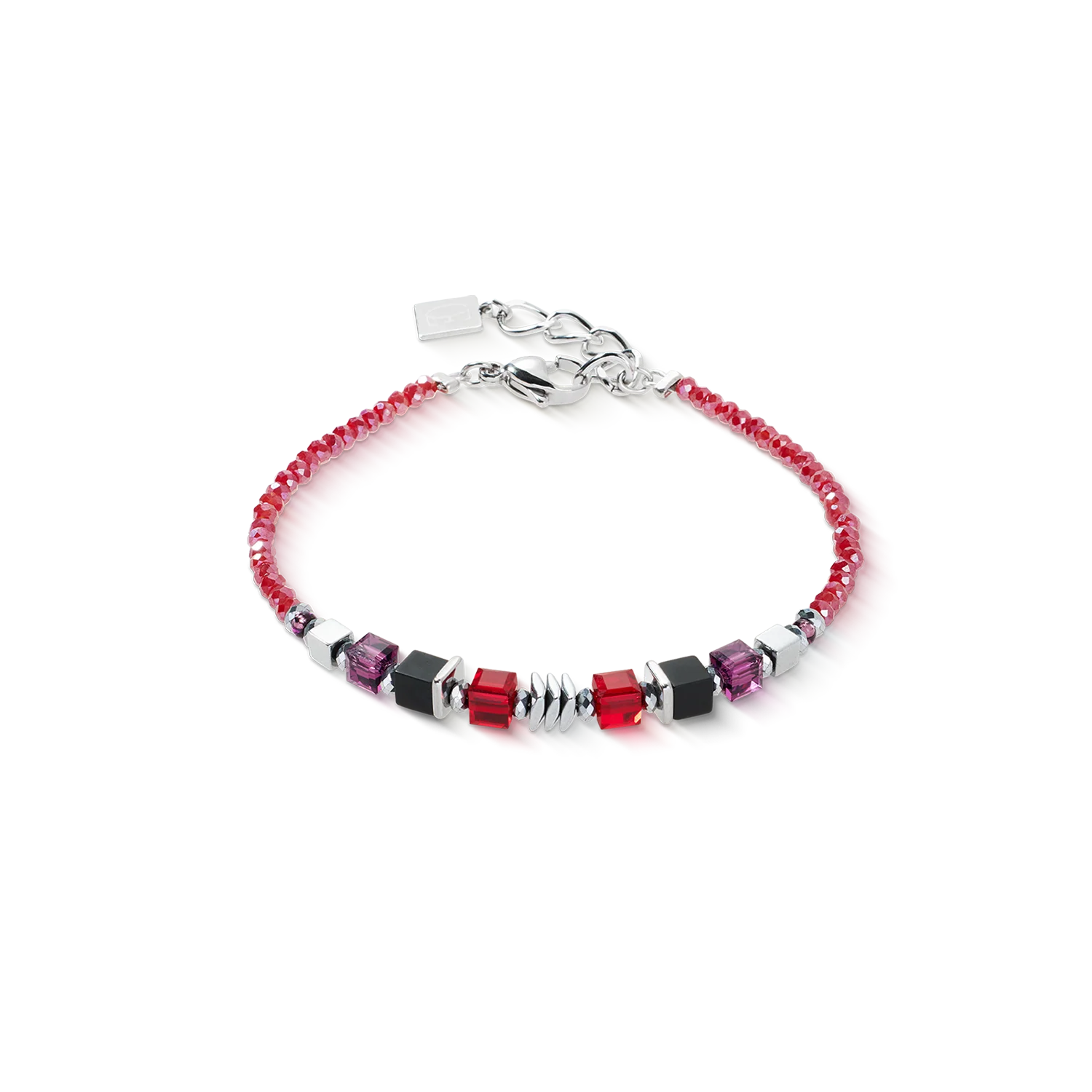 COEUR DE LION Wave Cube Flow Silver-Red Armband