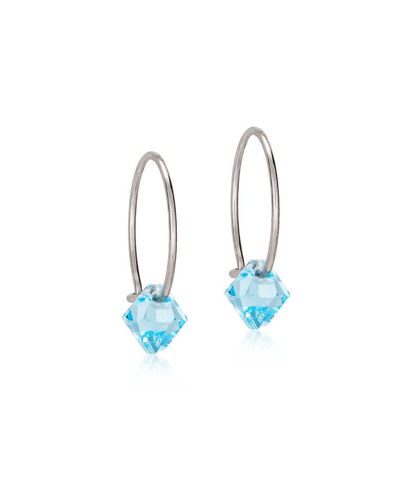 Blomdahl NT Ear Ring 14 mm Bicone Aquamarine Örhänge
