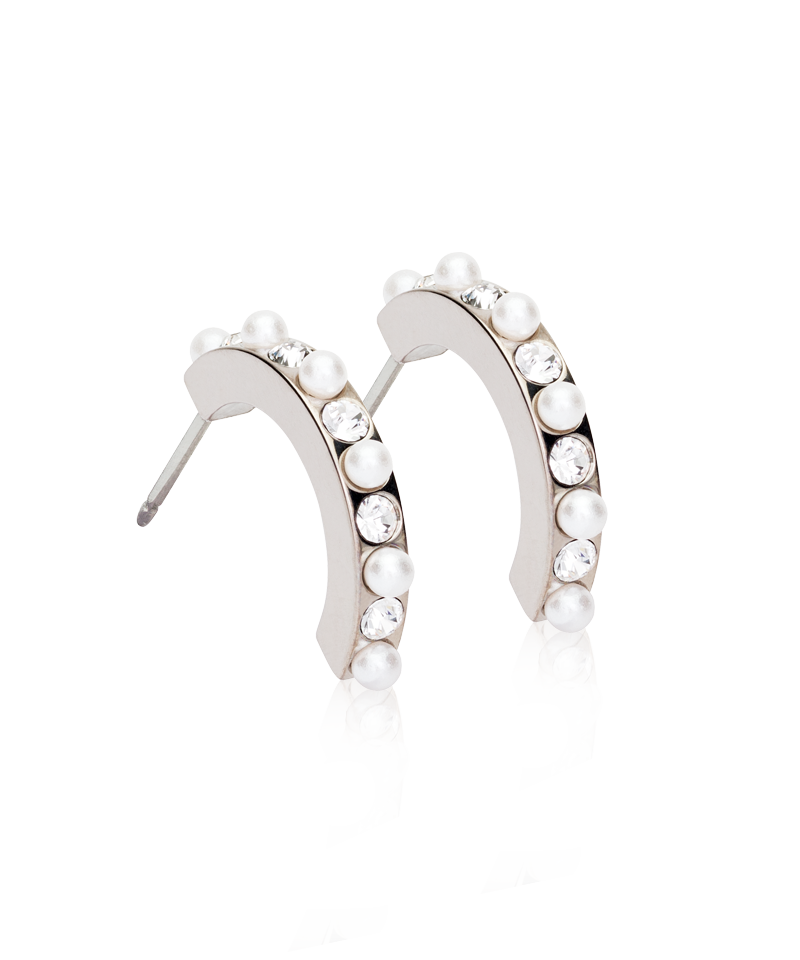 Blomdahl NT Pendant Mixed Curved 15 mm Crystal/White Örhänge