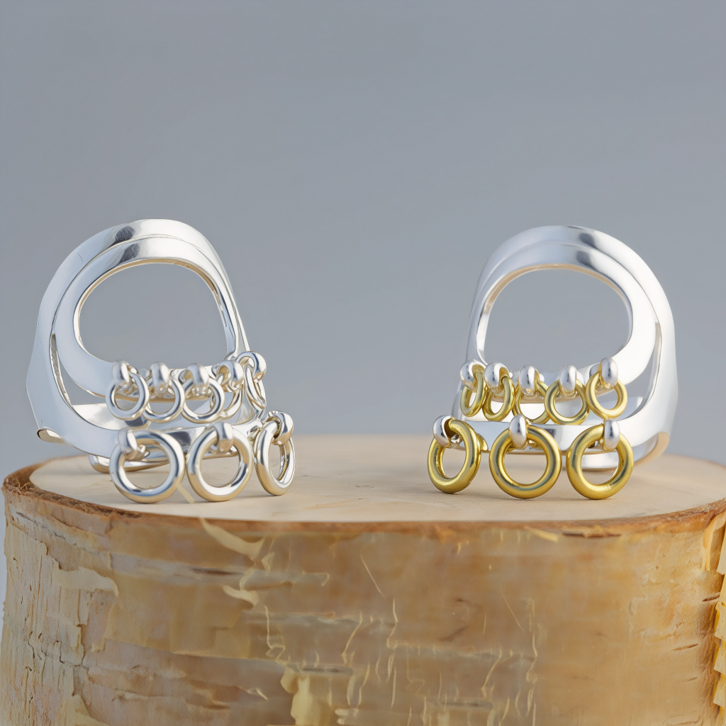 Jokkmokks Tenn Julevädno - Luleälv Ring Silver/Mässing - Bild 2